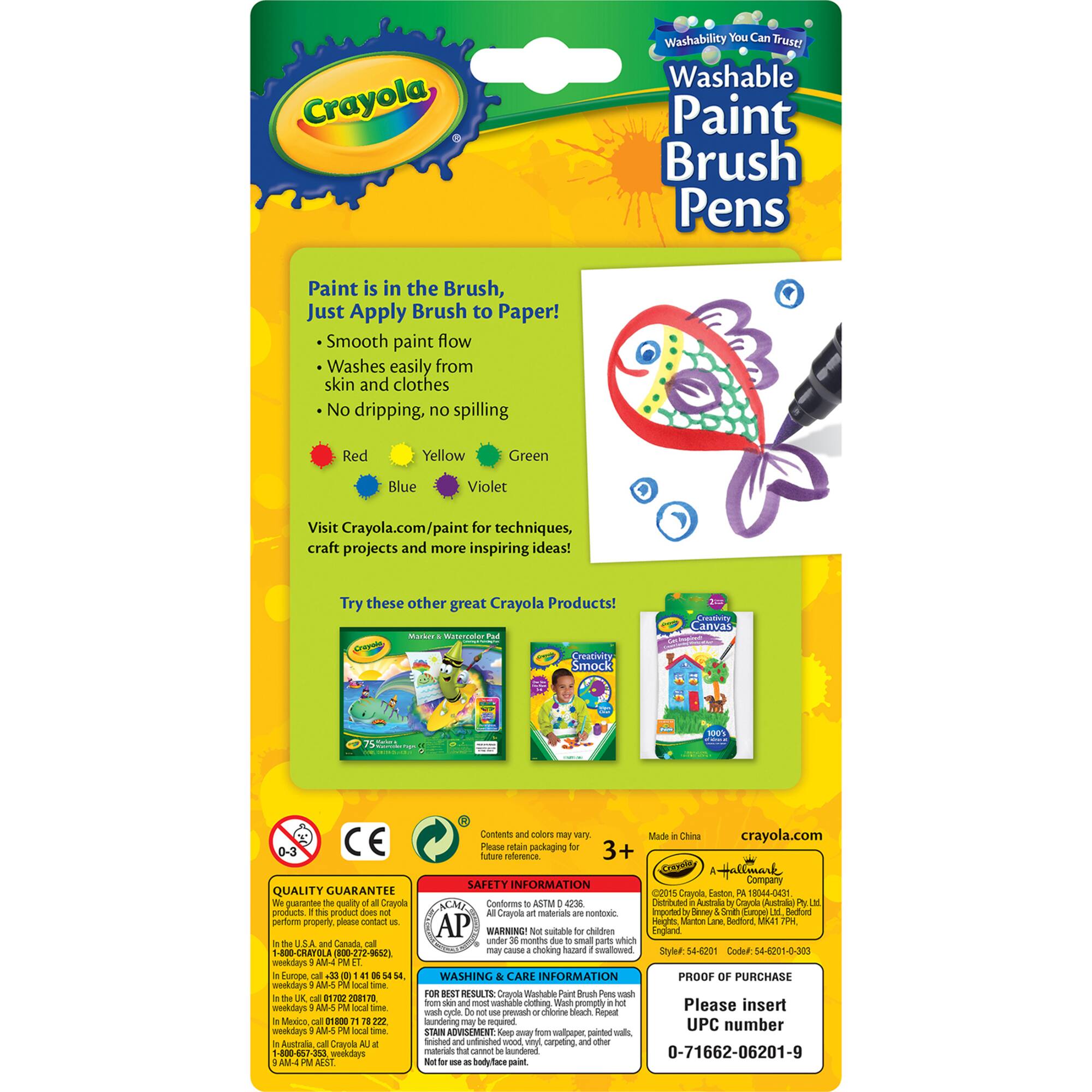 Crayola® Washable No Drip Paint Brush Pens, 6 Packs of 5